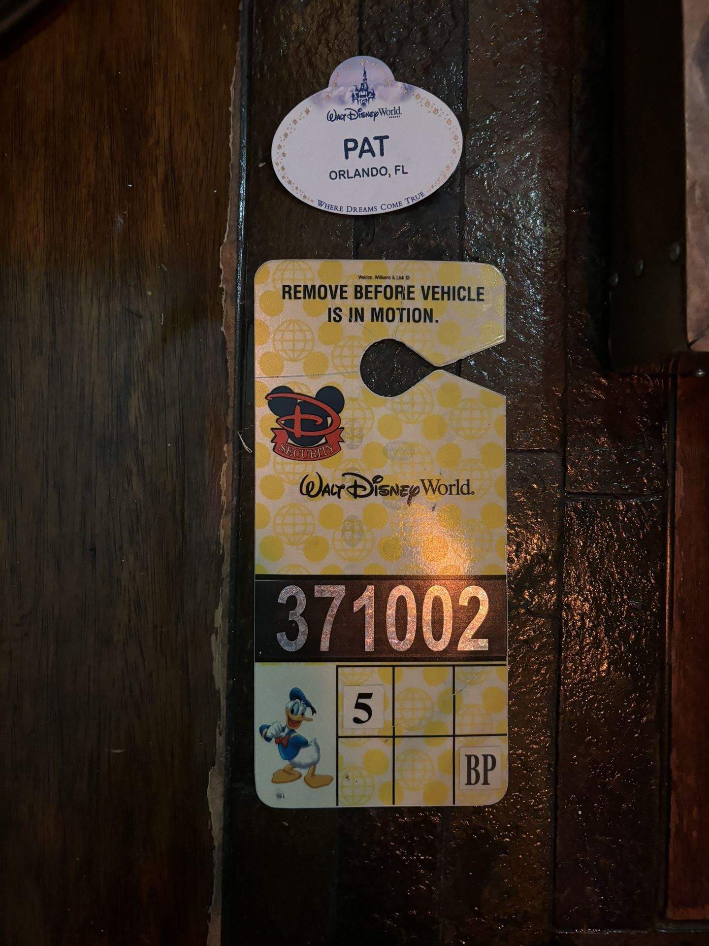 Disney Security Parking Pass & ID Badge.
