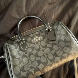 COACH Rowan Satchel And Wristlet (Black And Silver)