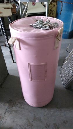 Pink leather punching bag