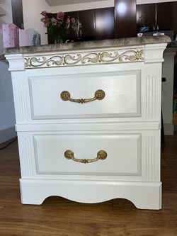 White And Gold Night Stand Cabinets Antique