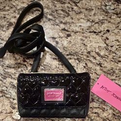 BETSEY JOHNSON - Be Mine Wallet On A String - Front pocket- Black Hearts NEW