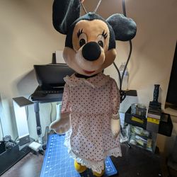 Vintage 80s Minnie Mouse PJ Hanging Bag Disneyland World Parks MISSING BOW