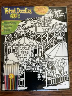 VTG velvet doodles 16 x 20 County Fair two posters six color pens sealed
