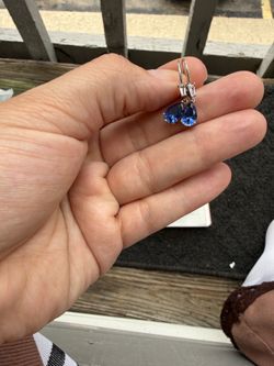 Blue & White Lab-Created Sapphire Dangle Earrings Sterling Silver