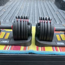PAIR OF : FitRx = SMARTBELL ADJUSTABLE  DUMBBELLS : 52.5 LBS   ON  EACH  DUMBBELLS 
