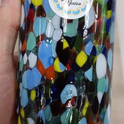 Hand Blown Confetti Tumbler/HEAVY