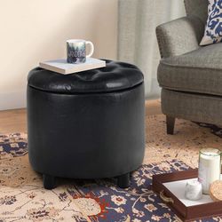 Brand New leather round storage ottoman-brown