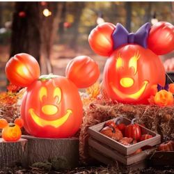 Disney Halloween 2024 Mickey AND Minnie 22” Light Up Pumpkin Jack O Lanterns