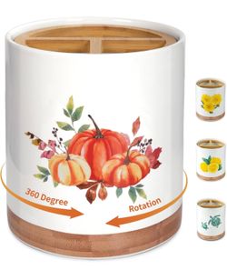 7.6" Utensil Holder 360° Rotating with Removable Compartment (Pumpkin) 360° Rotating, Removable Compartment