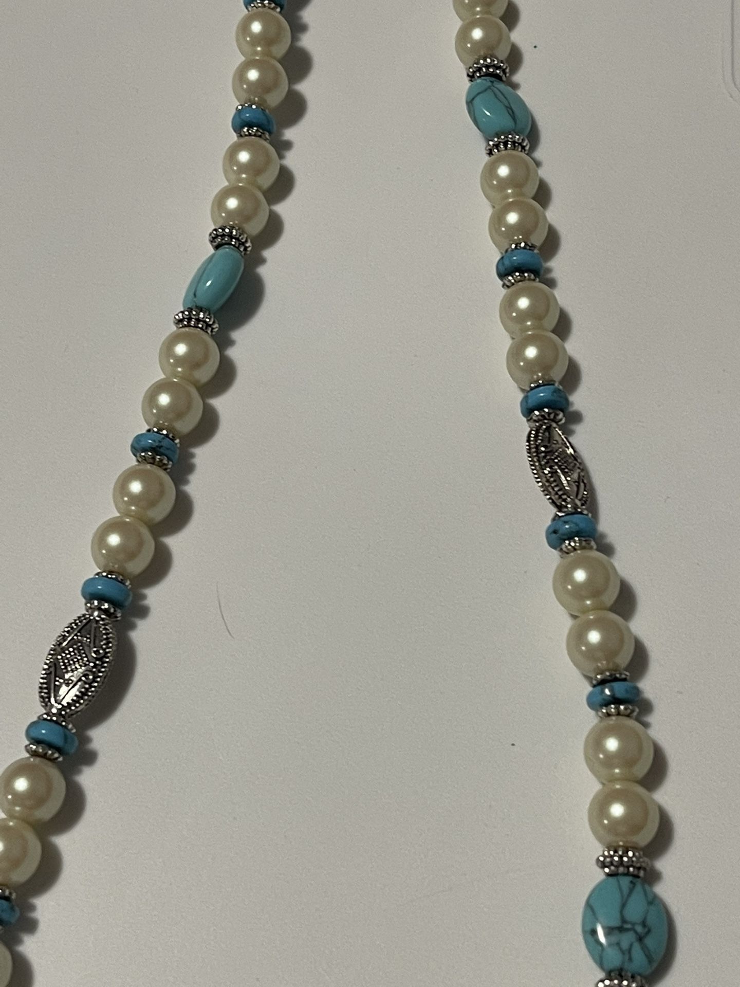 Chaps 36” Necklace Pearls /Turquoise