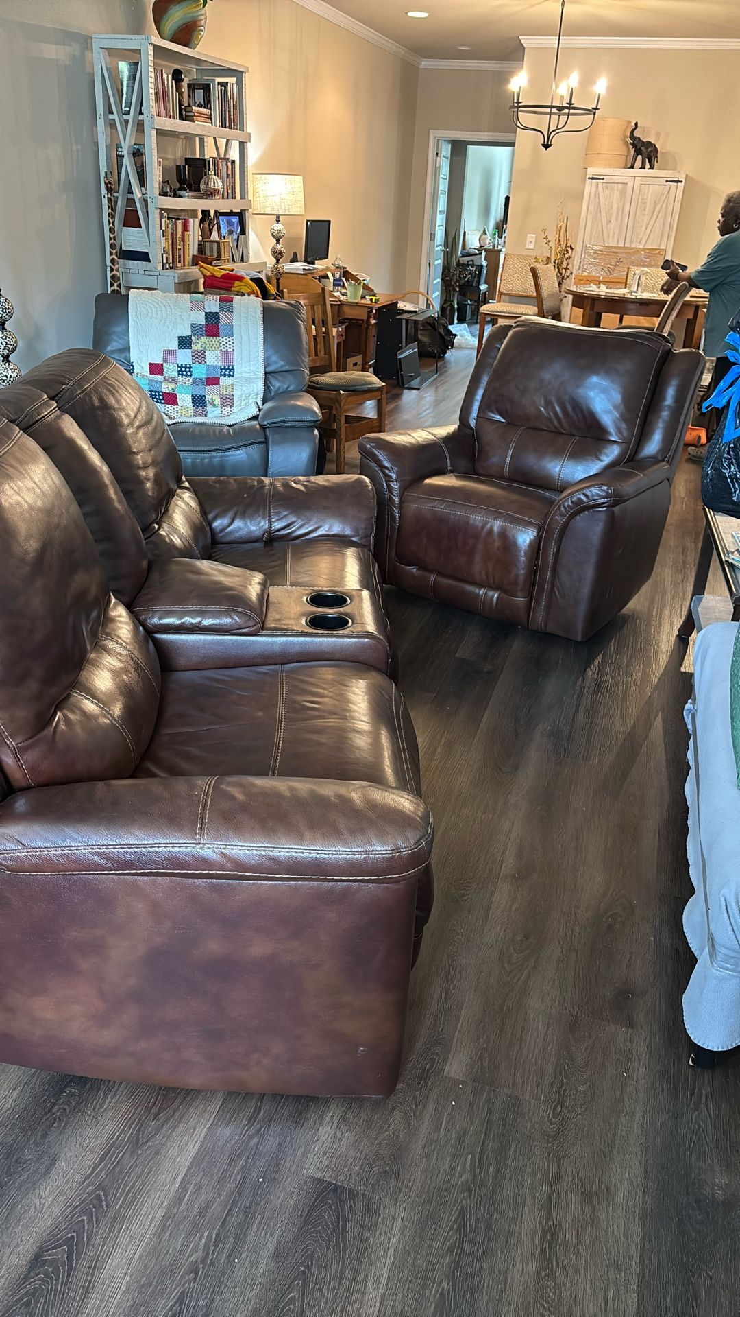 Leather Loveseat And Chair