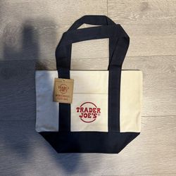 Trader Joe’s Navy Blue Mini Canvas Tote Bag New 