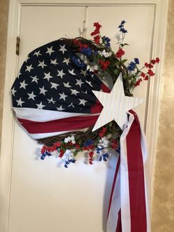 Patriotic wreath. Red white and Blue