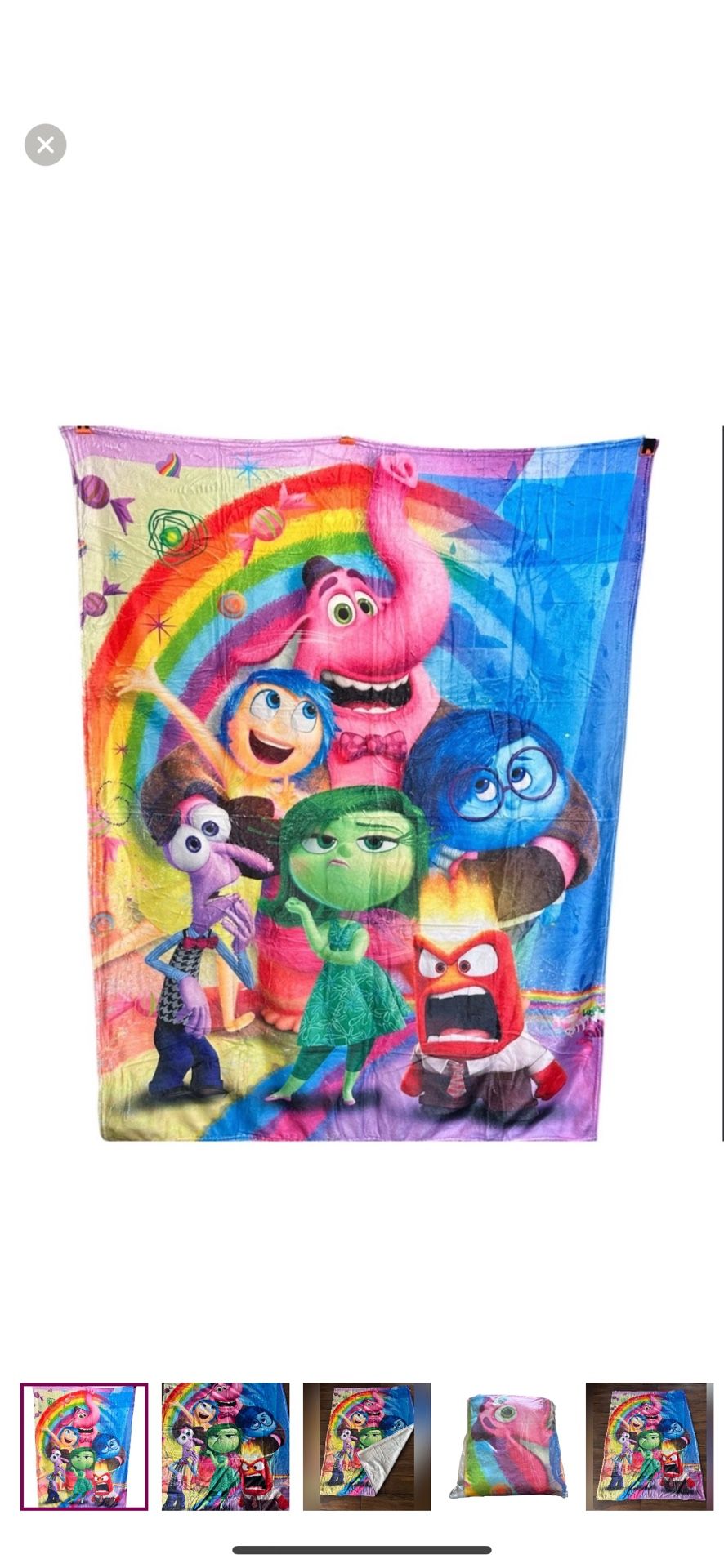 Disney Pixar Inside Out Fleece Throw Blanket 50x40 Joy Sadness Anger Disgust