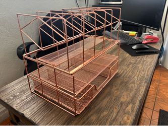 Rose gold office organizer