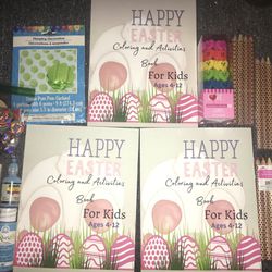 New 3 Easter Coloring And activity Books 66 Pages Plus Coloring Pencil And Crayons 