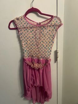 Girls Pink Sequin Dance Costume Dress. Youth 9/10