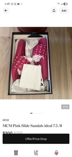 MCM Monogram Slide Sandals Pink size 8 these have authenticity papers