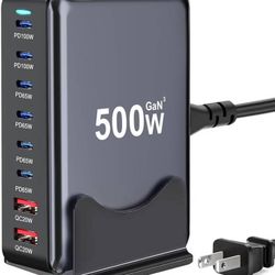 BRAND NEW! 500W 8-Port Fast USB Charging Station Dual PD 100W GaN Ⅲ