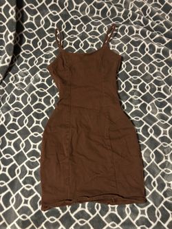 Brown denim mini dress