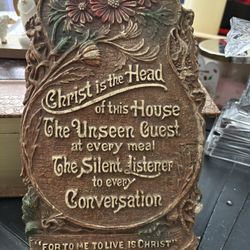 Vintage Christ is the Head Carved wood painted wall Mount Silent listener