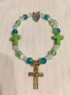 Handmade Stretch Bracelet with Glass Beads and Charm (31)