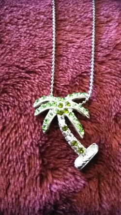 Rhinestone Palm Tree Necklace