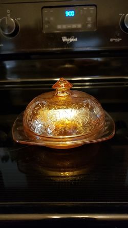 Vintage Carnival Glass Cheese Ball or Butter Dish