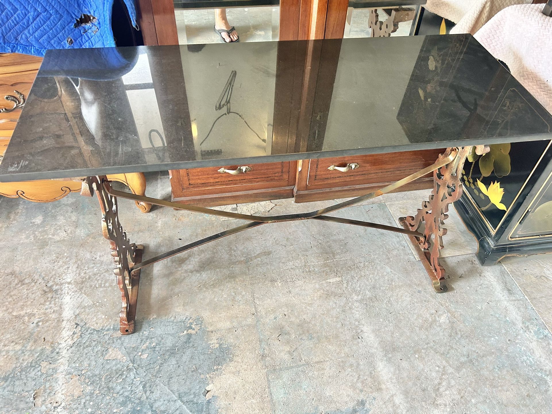 Iron Marble Top Console Table