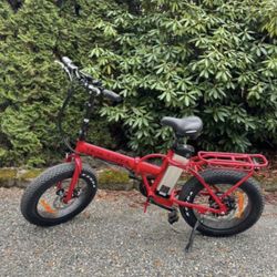 Folding Electric Red Bike
