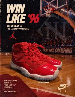 Nike Air Jordan retro 11 “Win Like 96” Size 7Y Wmn size 8.5 378038-623 Gym Red