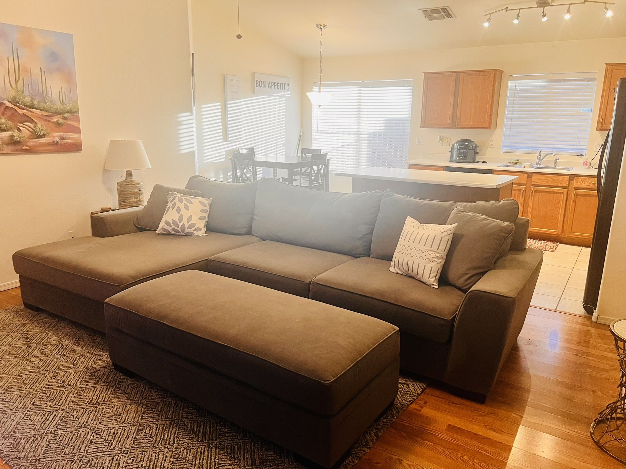 Grey 5-6 Seater With Chaise And Ottoman