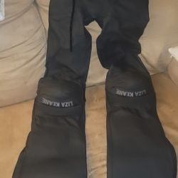 Liza Keane  Black Carbon Leather Pants 