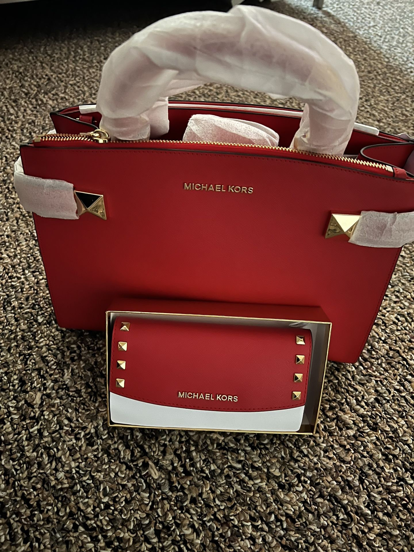 Brand New Red, Michael Kors Bag With Matching Wallet