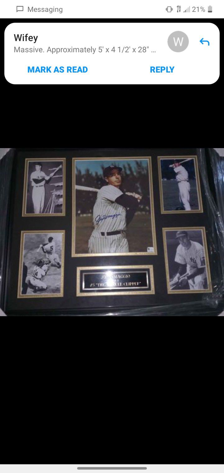 Authentic Joe dimaggio Autographed Picture And Frame