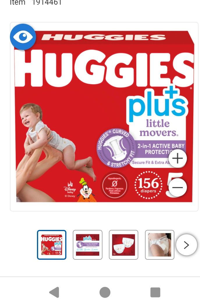 Huggies Plus Little Movers Diapers, Disney Baby, Size 5, 156 ct