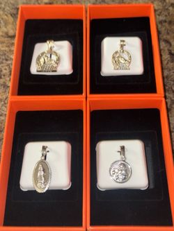 Set of 4 Religious Pendants 925 Sterling  Silver