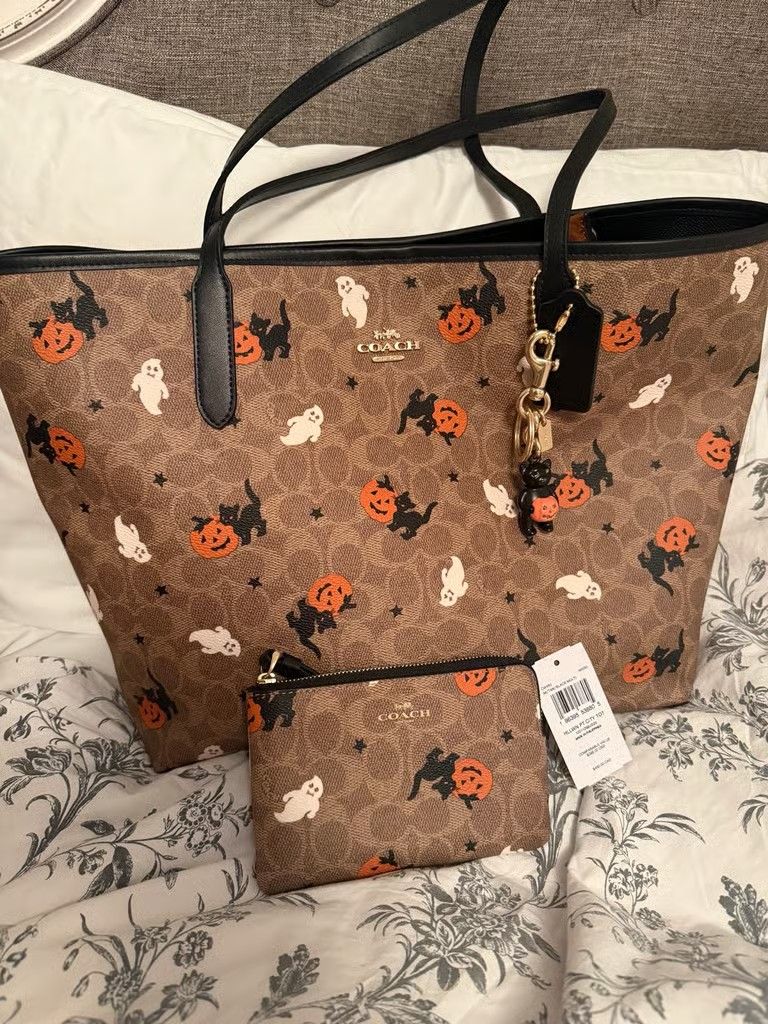 Coach Halloween Print Tote Bag 2024 collection with matching wristlet