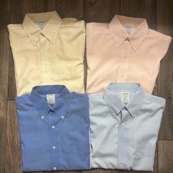 Brooks Brothers Dress Shirts Lot of 4 - 15/33 Regent Fit Blue Yellow Pink