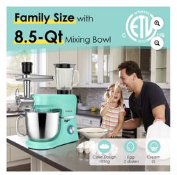 COOKLEE 6-IN-1 Stand Mixer, 8.5 Qt. Multifunctional Electric