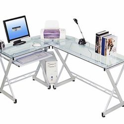 Techni Mobili L-shaped Glass Computer Desk