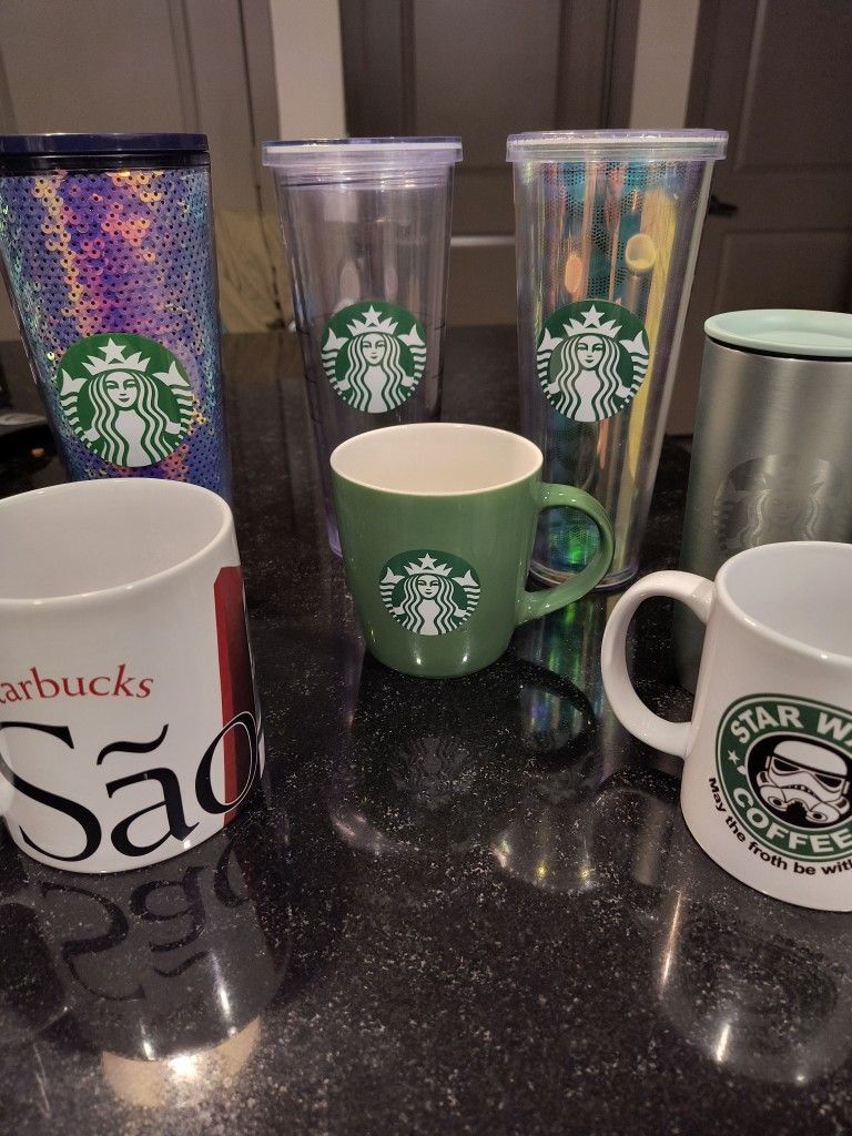 Lot Of Starbucks Mugs And Cups