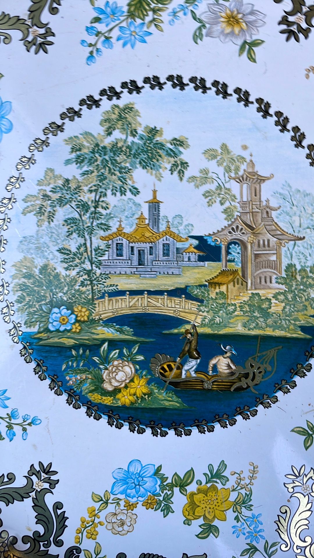 Vintage Daher Decorated Ware Tin Plate – Made in England – Floral Chinoiserie Design