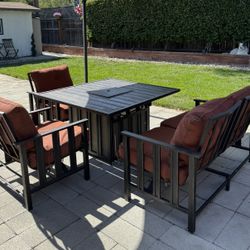 Fire Table And Chairs With Cushions