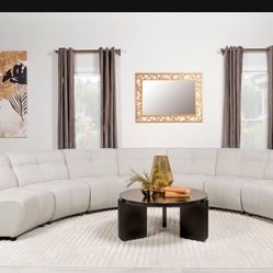 5 Piece Round Curved Sectional Ultra Chic Glam In White Ivory 