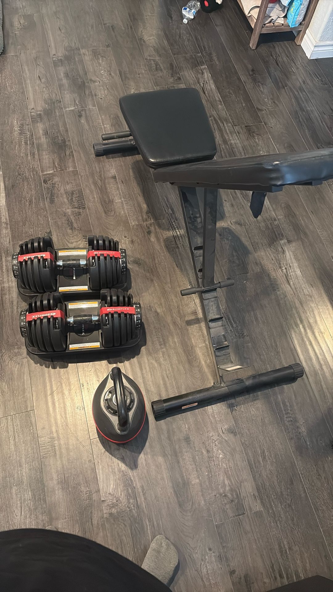 Bowflex Dumbbells Kettlebell and Bench