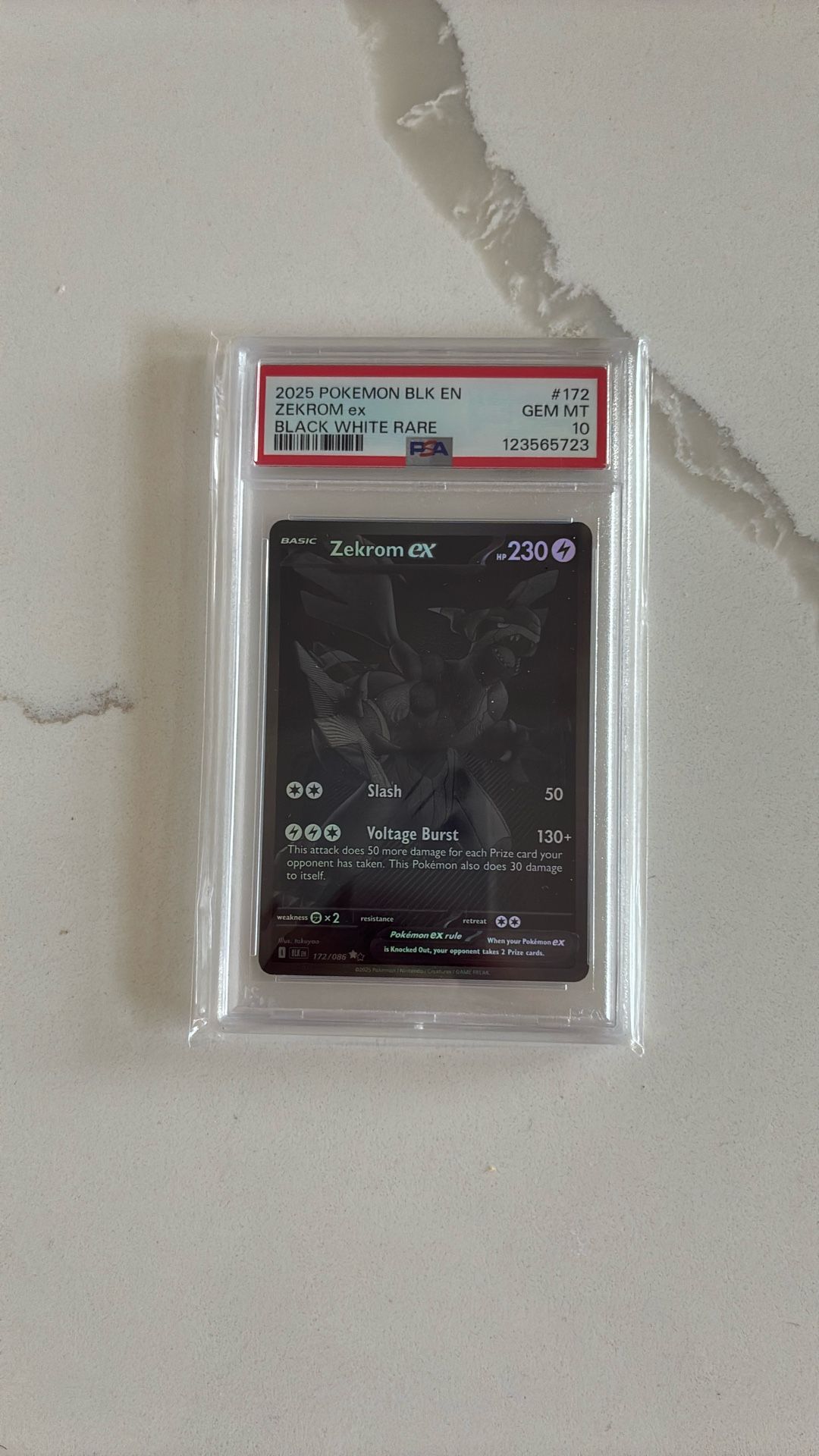 2025 Pokemon Blk EN Zekrom EX  #172  10 PSA