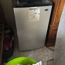Mini Fridge With Freezer  Works Fine 