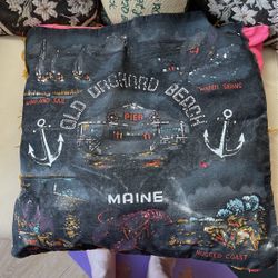 Painting Of Maine On Fabric With Pillow