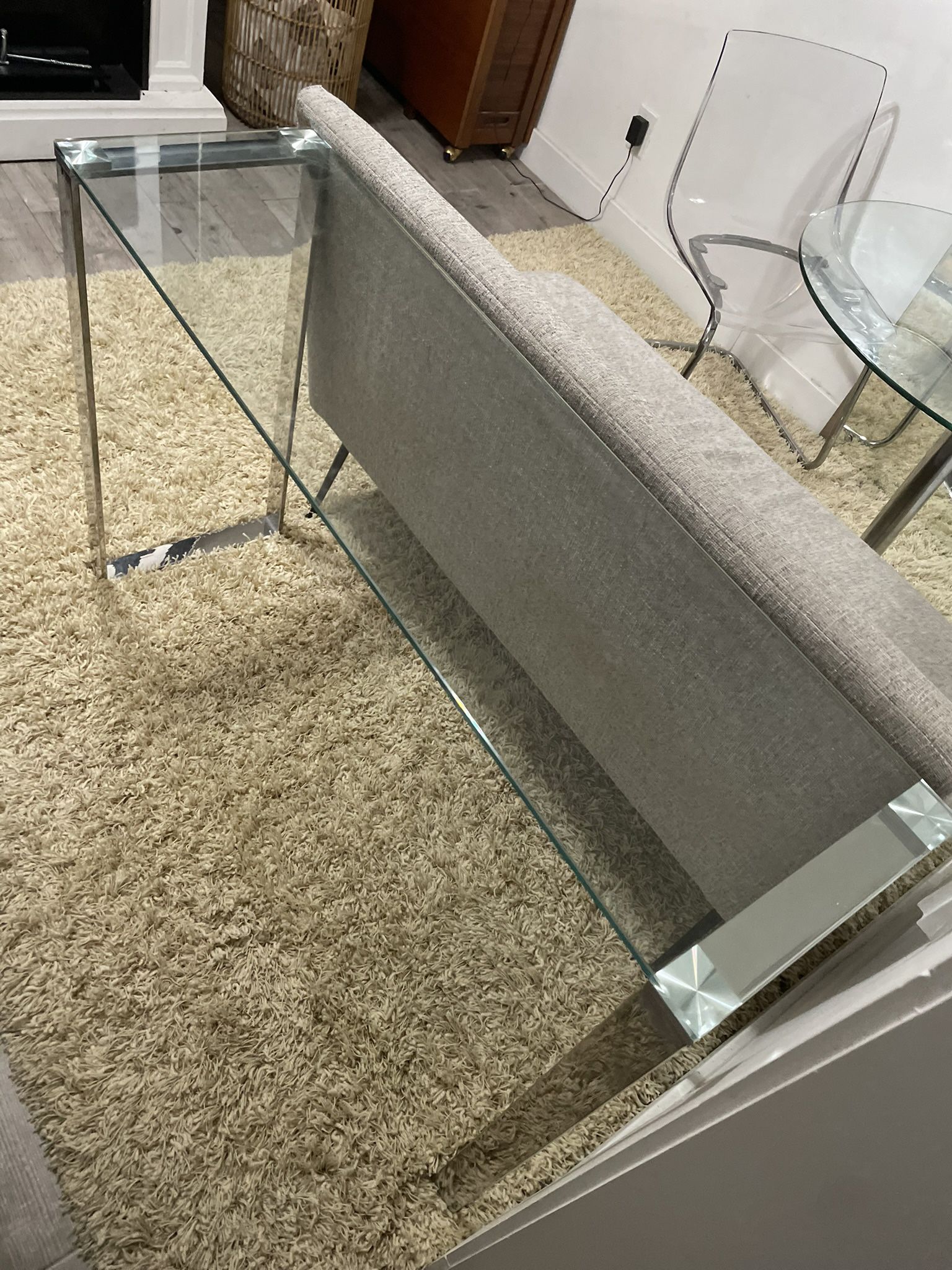 Glass & Chrome Console Table 